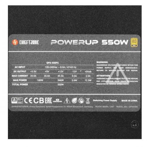 Блок питания Chieftec Chieftronic PowerUp 550W GPX-550FC. Фото 1 в описании