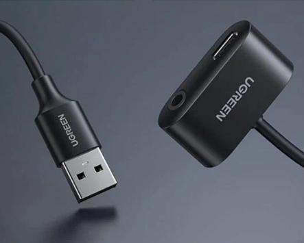 Аксессуар Ugreen CM397 USB-A - USB-C + 3.5mm Headphone Jack Black 80897. Фото 1 в описании
