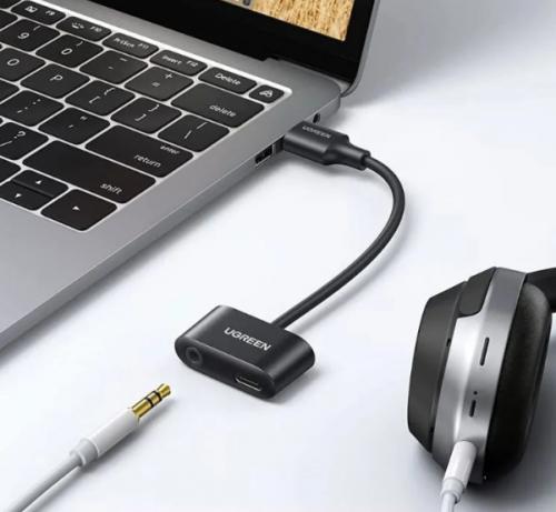 Аксессуар Ugreen CM397 USB-A - USB-C + 3.5mm Headphone Jack Black 80897. Фото 2 в описании