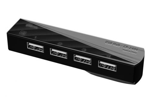 Хаб USB Ritmix CR-2406 USB 4-ports Black. Фото 1 в описании