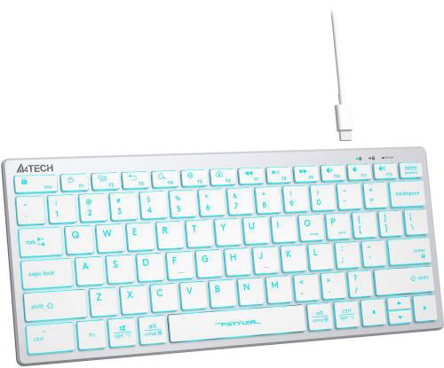 Клавиатура A4Tech Fstyler FX61 USB Slim Multimedia LED White-Blue. Фото 3 в описании