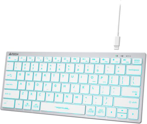 Клавиатура A4Tech Fstyler FX61 USB Slim Multimedia LED White-Blue. Фото 4 в описании