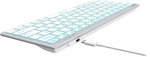 Клавиатура A4Tech Fstyler FX61 USB Slim Multimedia LED White-Blue. Фото 7 в описании
