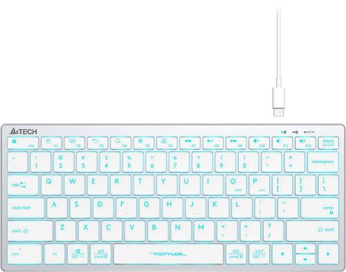 Клавиатура A4Tech Fstyler FX61 USB Slim Multimedia LED White-Blue. Фото 1 в описании