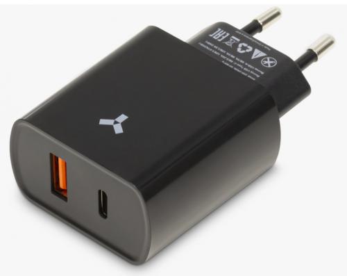 Зарядное устройство AccesStyle Crystal 20WUT USB + Type-C Black. Фото 1 в описании