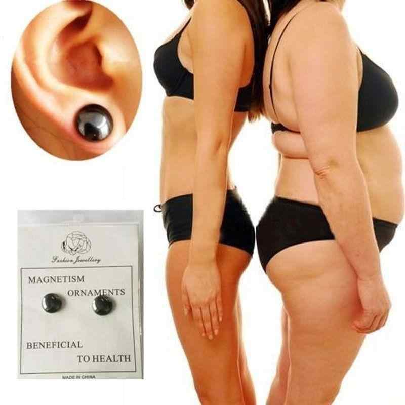 Акупунктурные массажные черные магнитные серьги-гвоздики для похудения для женщин и мужчин, черные магнитные серьги для женщин и мужчин