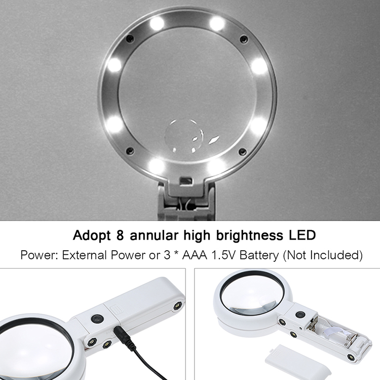 Новая портативная настольная лампа двойного назначения со складным ремнем подключенная светодиодная USB-лампа для чтения технического обслуживания hd 5 раз увеличительное стекло