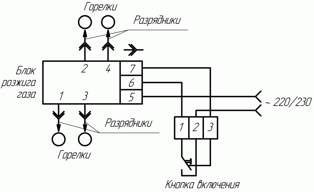 Подключение блока розжига газовой плиты