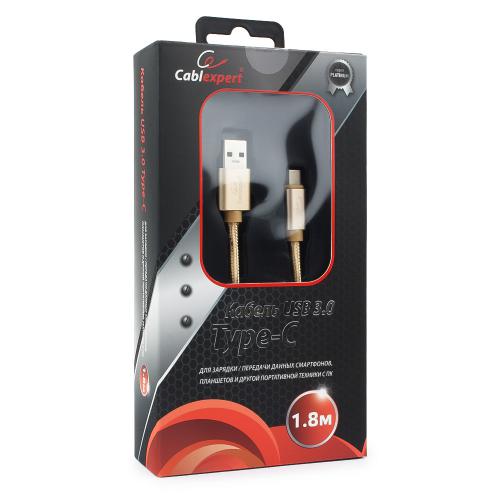 Аксессуар Gembird Cablexpert Platinum USB 3.0 AM/Type-C 1.8m Gold CC-P-USBC03Gd-1.8M. Фото 2 в описании