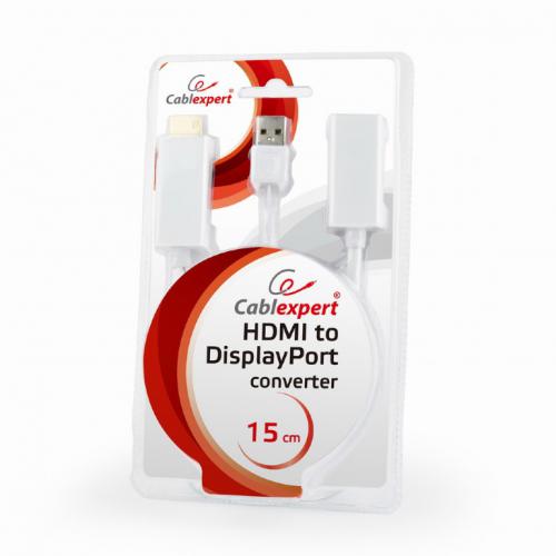 Аксессуар Gembird Cablexpert HDMI - DisplayPort HD19M+USBxHD20F White DSC-HDMI-DP-W. Фото 1 в описании