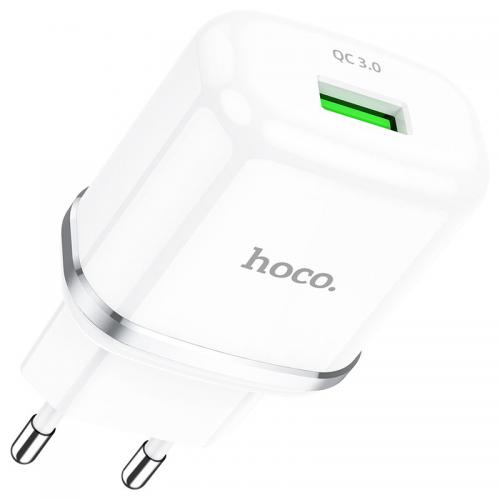 Зарядное устройство Hoco N3 1xUSB 3.0A 18W QC3.0 White. Фото 1 в описании