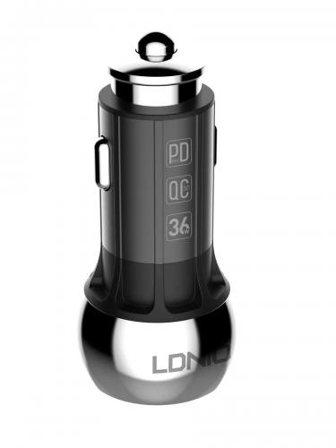 Зарядное устройство Ldnio C1 PD+QC 3.0 2xUSB Auto-ID + Cable PD Black-Silver LD_B4405. Фото 1 в описании