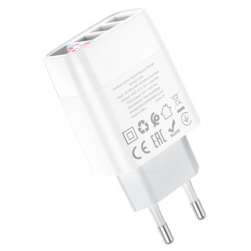 Зарядное устройство Hoco C93A Easy Charge 3xUSB White 6931474760593. Фото 1 в описании