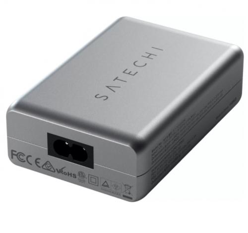 Зарядное устройство Satechi Compact Charger GaN Power USB Type-Cx2/USB Type-A Space Gray ST-TC100GM-EU. Фото 2 в описании