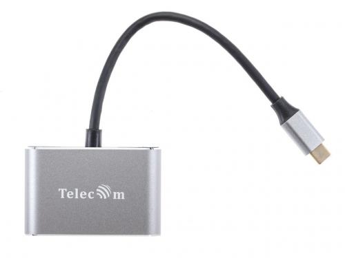 Док-станция Telecom USB-Type-C - HDMI / USB3.0 / PD / VGA Alum Grey TUC055. Фото 5 в описании