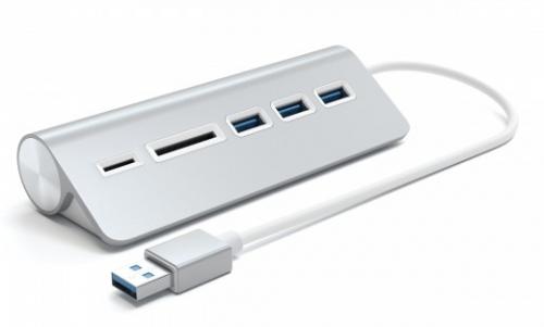 Хаб USB Satechi Aluminum USB 3.0 Hub & Card Reader Silver ST-3HCRS. Фото 1 в описании