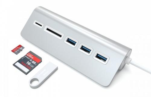 Хаб USB Satechi Aluminum USB 3.0 Hub & Card Reader Silver ST-3HCRS. Фото 3 в описании