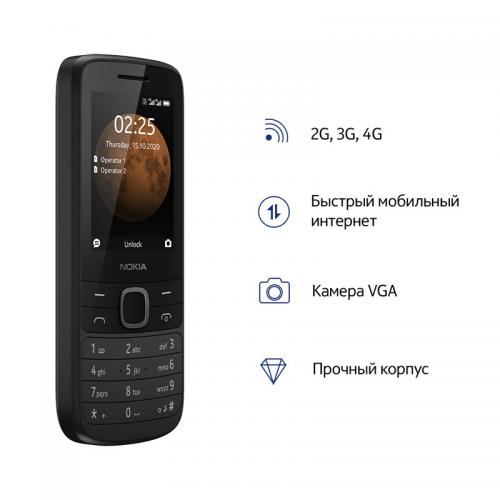 Сотовый телефон Nokia 225 4G Dual Sim Black. Фото 2 в описании