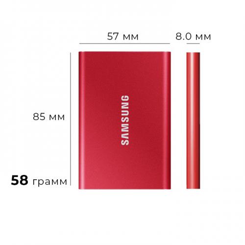 Твердотельный накопитель Samsung Portable T7 1Tb Red MU-PC1T0R/WW. Фото 5 в описании