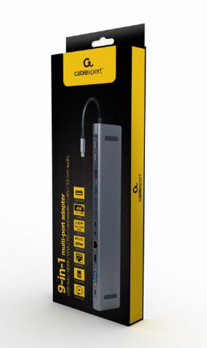 Хаб USB Gembird Cablexpert USB-C - USB 3.0/HDMI/VGA/PD/LAN/Jack 3.5mm A-CM-COMBO9-01. Фото 1 в описании