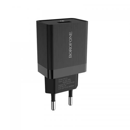 Зарядное устройство Borofone BA17A USB 3.0A QC3.0 Black 6957531095521. Фото 2 в описании