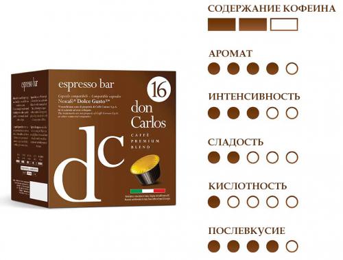Капсулы Don Carlos Espresso Bar 16шт стандарта Dolce Gusto. Фото 1 в описании