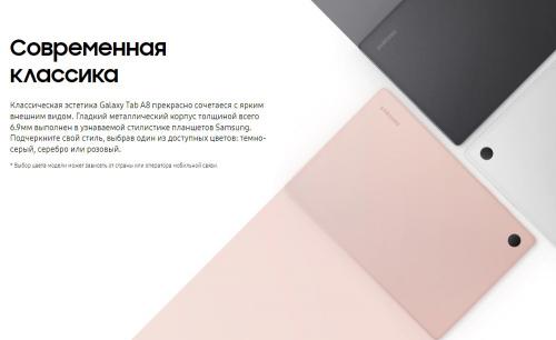Планшет Samsung Galaxy Tab A8 4/64Gb Wi-Fi Pink Gold SM-X200NIDESER (Unisoc Tiger T618 2.0 GHz/4096Mb/64Gb/GPS/Wi-Fi/Bluetooth/Cam/10.5/1920x1200/Android). Фото 2 в описании