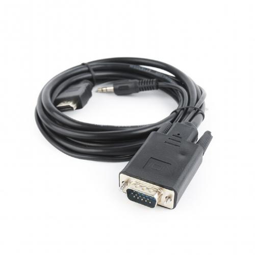 Аксессуар Gembird Cablexpert HDMI-VGA 19M/15M + 3.5Jack 1.8m Black A-HDMI-VGA-03-6. Фото 1 в описании