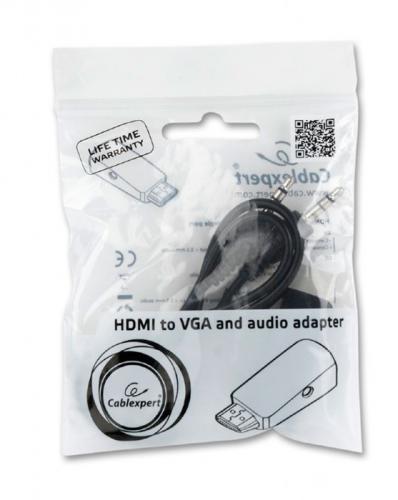 Аксессуар Gembird Cablexpert HDMI-VGA 19M/15F + 3.5Jack A-HDMI-VGA-02. Фото 1 в описании