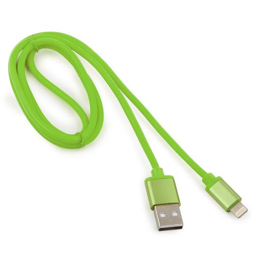 Аксессуар Gembird Cablexpert Silver Series USB - Lightning 1m Green CC-S-APUSB01Gn-1M. Фото 2 в описании