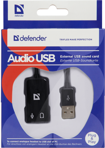 Звуковая карта Defender Audio USB - 2х3.5 Jack 0.1m 63002. Фото 1 в описании