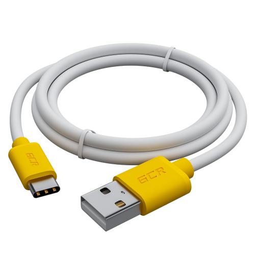 Аксессуар GCR USB - Type-C 1m White-Yellow GCR-53241. Фото 1 в описании