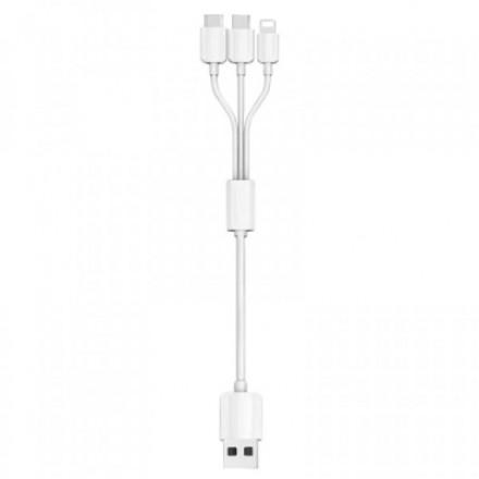Аксессуар KS-is KS-478W-0.2 3-in-1 USB - Type-C / MicroUSB / Lightning 20cm White. Фото 1 в описании