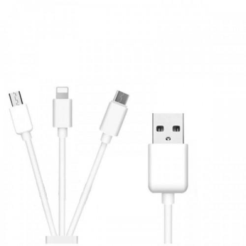 Аксессуар KS-is KS-478W-0.2 3-in-1 USB - Type-C / MicroUSB / Lightning 20cm White. Фото 3 в описании